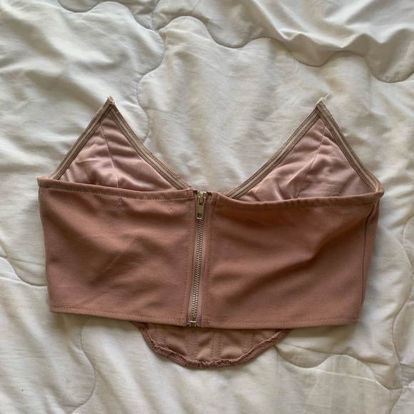Missguided Structured Pointed Tan Corset Top - Picture 5 of 8